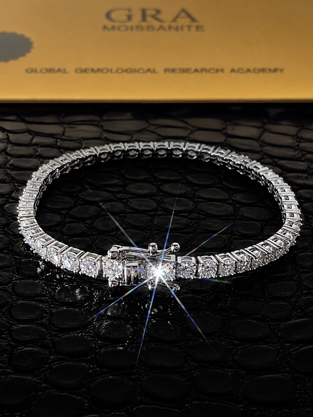 3MM 6.5 Inches VVS Moissanite Tennis Bracelet White Gold Plated 925 Silver Women